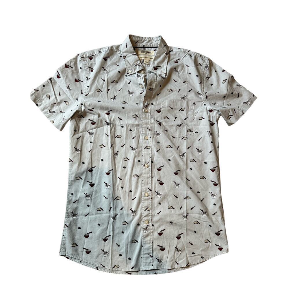 NWT, GoodThreads Button Down shirt, Small mens, Sushi Design/Noodle Print